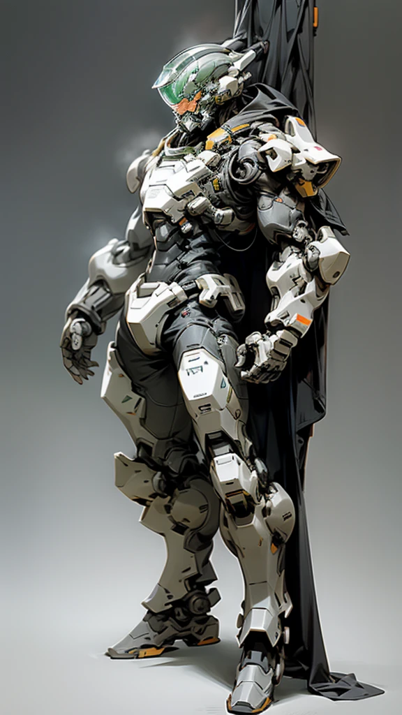 1 person,Full body dark gray benzene heavy armor suit,Detailed Master Chief helmet,male,It's snowing all around,ruins,End of the World,Carrying heavy objects