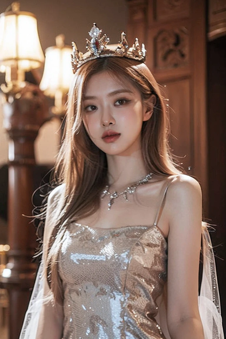 Highest quality,,woman,1 person,cute,beautiful,
Blonde Hair,Long Hair,Brown eyes,BREAK,
Sleeveless dress,Black cabaret dress,Black shiny dress,BREAK,
Diamond Necklace,
Bar with chandelier in the background,