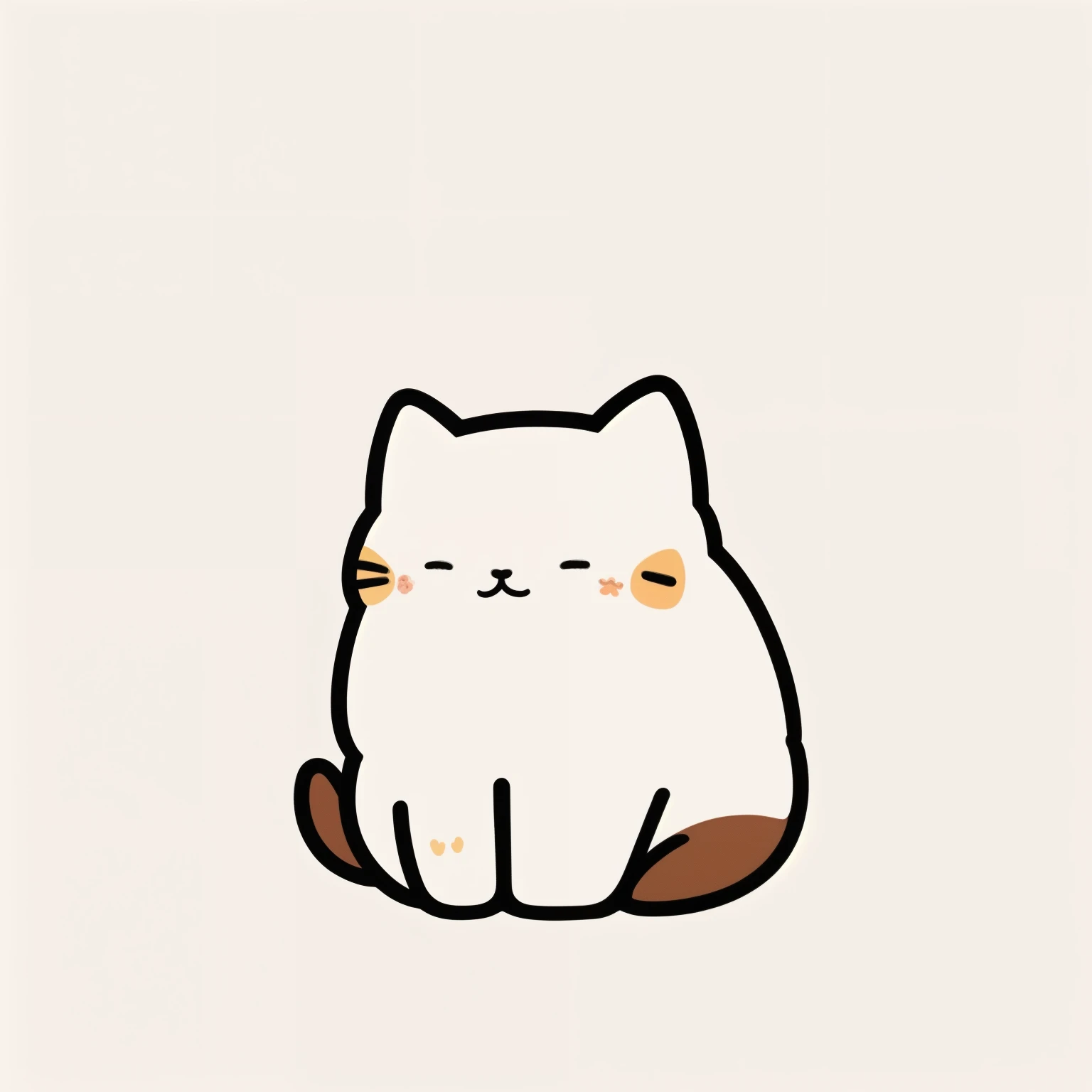 xtxm, no humans, simple background, white background, animal focus, sitting, sleeping cat, calico cat, blush stickers, solo, full body, animal