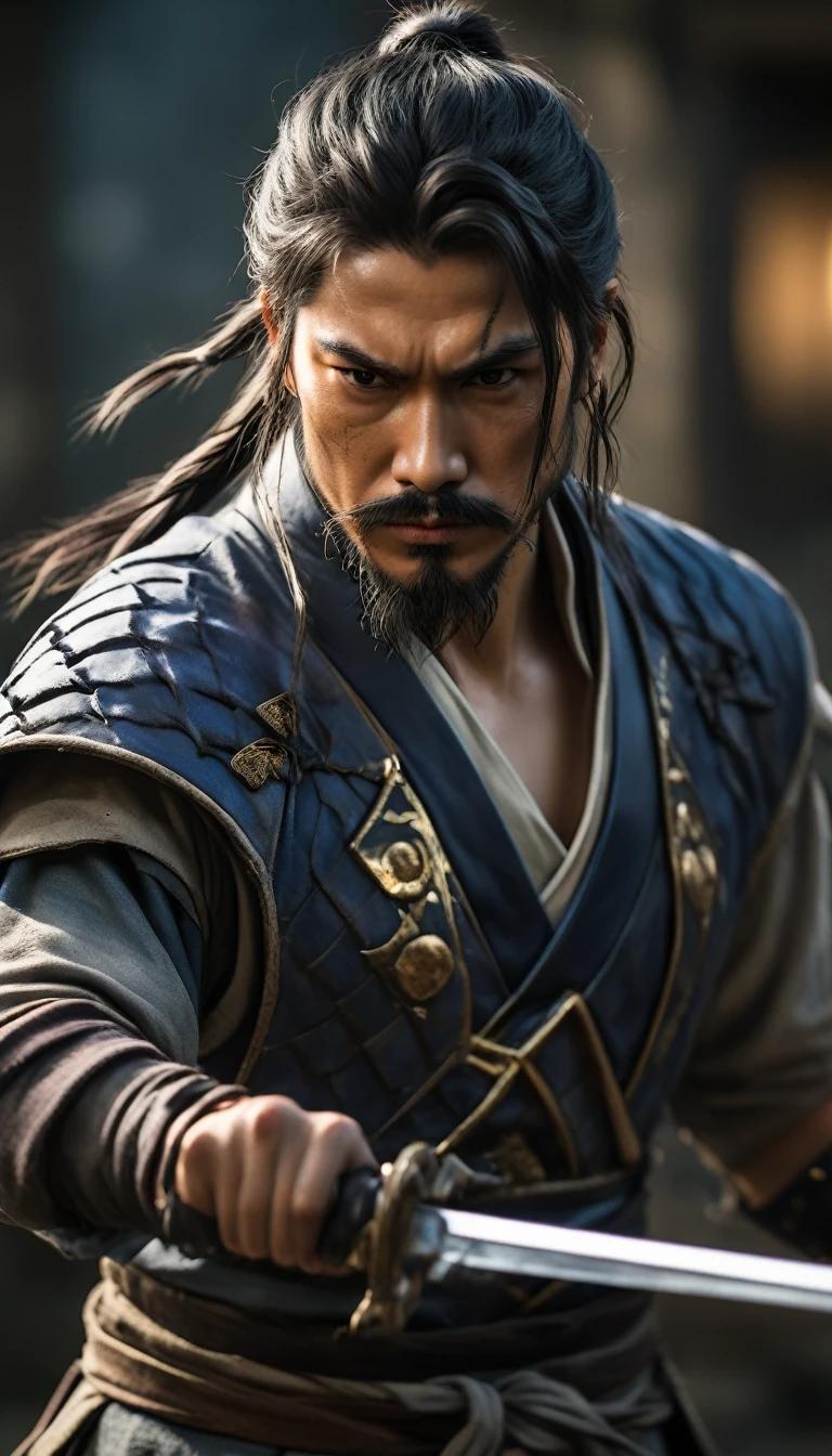 Hanzo Hatori in a masterful disguise, infiltrating an enemy stronghold, hyper realistic, ultra detailed hyper realistic, photorealistic, Studio Lighting, reflections, dynamic pose, Cinematic, Color Grading, Photography, Shot on 50mm lens, Ultra-Wide Angle, Depth of Field, hyper-detailed, beautifully color, 8k