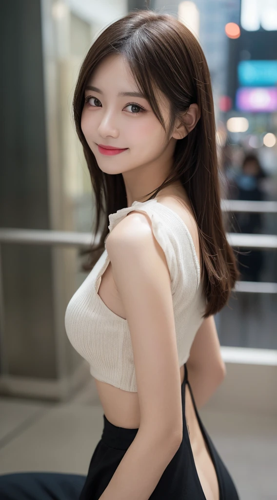 Tabletop, Highest quality, shape, Very detailed, finely, High resolution, 8k wallpaper, 完璧なダイナミックな構shape, Beautiful and exquisite,ランダムなcute髪,,Natural color lip, 20-year-old girl、cute、Looking into the camera,Always blur the background,Perfect and beautiful face,Slim face and figure,Big eyes、Putting on gal makeup,Small face,smile,Blurred Background,Elegant feminine face、Cyberpunk Fashion、Change pose randomly、Randomly change the shooting angle and position、smile、Top to bottom々Shoot from the right angle and direction、Real Photo、Raw photo、Real human skin,finely描かれた肌:1,4、Normal anatomy