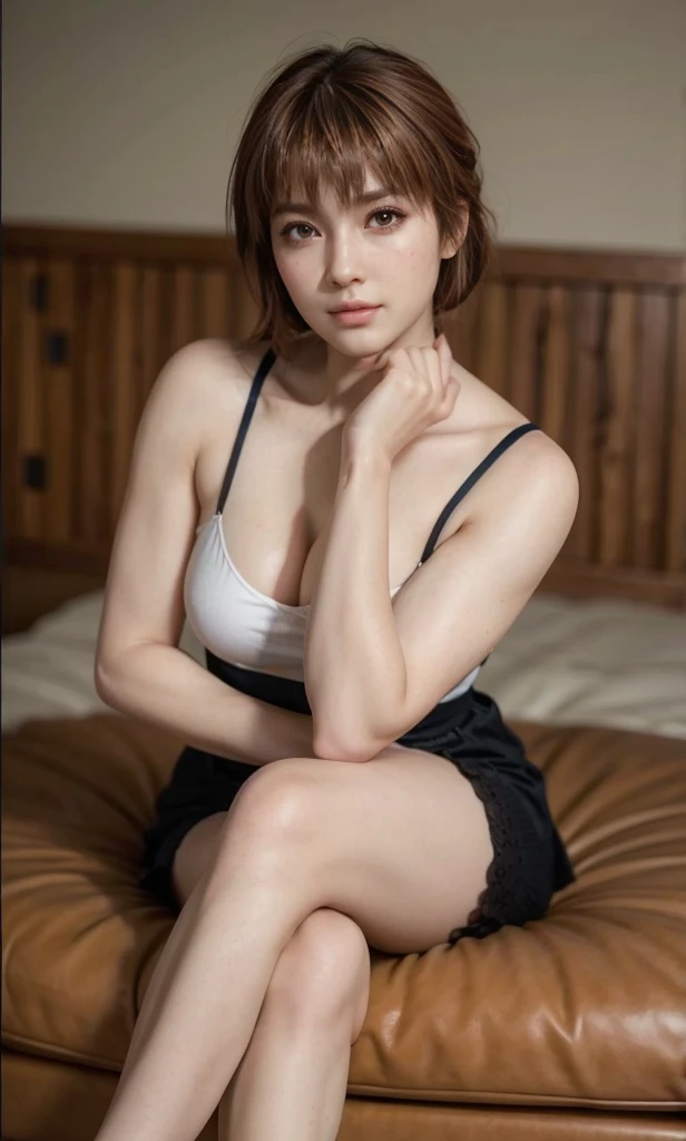 Kasumi, brown eyes, (best quality, ultra-detailed), (realistic:1.37), beautiful and detailed face, ultra-realistic texture, delicate face, delicate body, red lipstick, bright colors. High definition, 8K.