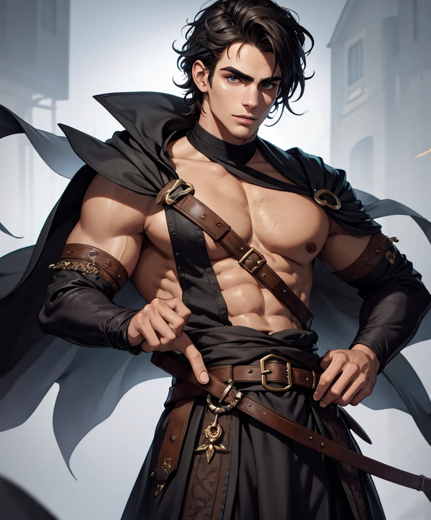 (((Single character image.))) (((1boy))) (((Dressed in medieval fantasy attire.)))  (((Generate a darkly handsome male character for a fantasy setting.))) (((Appears to be 20 years old with youthful looks.))) (((Looks like the ideal vision of a sexy, handsome rugged male.))) Design a handsome, attractive male adventurer for a fantasy setting.  He has strong features and shoulder length blond hair. (((The background to the image is dark and eerie..)))  (((Looks like Jon Kortajarena.))) best quality:1.0,hyperealistic:1.0,photorealistic:1.0,madly detailed CG unity 8k wallpaper:1.0,masterpiece:1.3,madly detailed photo:1.2, hyper-realistic lifelike texture:1.4, picture-perfect:1.0,8k, HQ,best quality:1.0, 