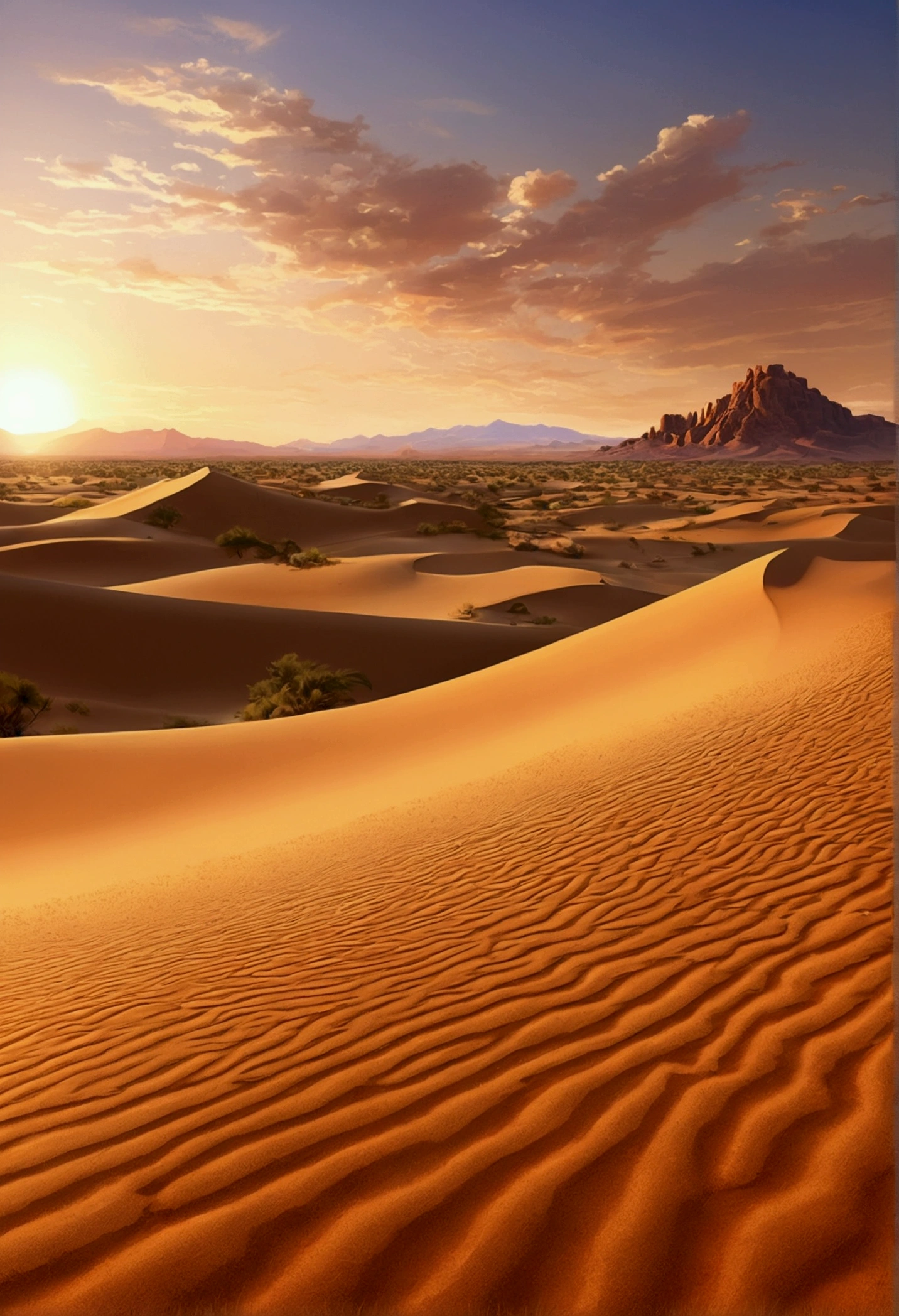 Depth of field at a distance, Evening Light, sunset, desert, Mexico, US West, Yellow sand in the sky，背景は広大なdesert，Game Scene, Landscape painting, Environmental design illustration, Landscape painting 詳細, desert oasis landscape, Concept Art, Highly detailed digital art in 4K, 4K Digital Painting, 4K Digital Painting, Amazing digital illustrations, desert background, デジタルペインティングConcept Art, Detailed digital painting,Large Lake,