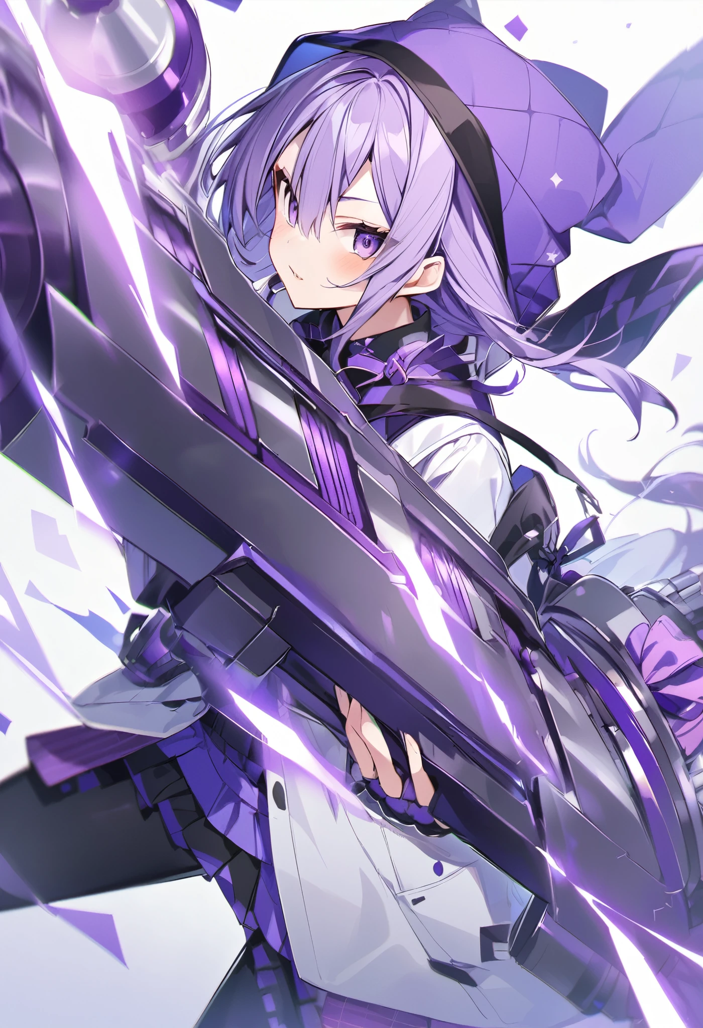 Keito。Purple Eyes。Purple Hair。Purple Gatling Gun。