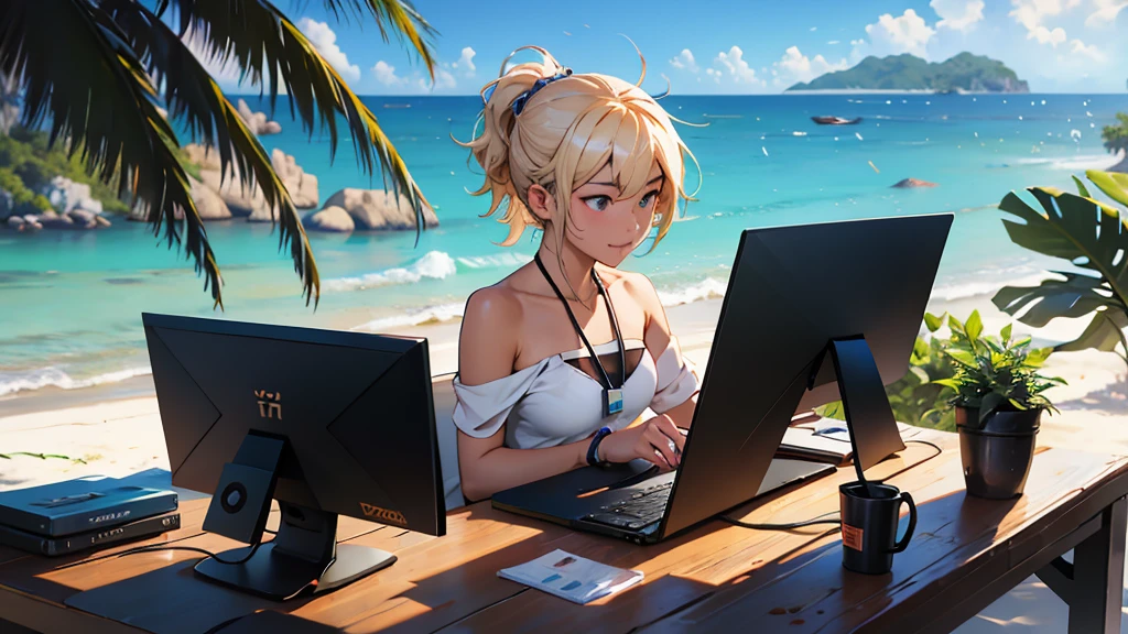 Cryptocurrency and Bitcoin Meet Up on the Beach in Thailand, people of different ages with computers loving crypto and blockchain
