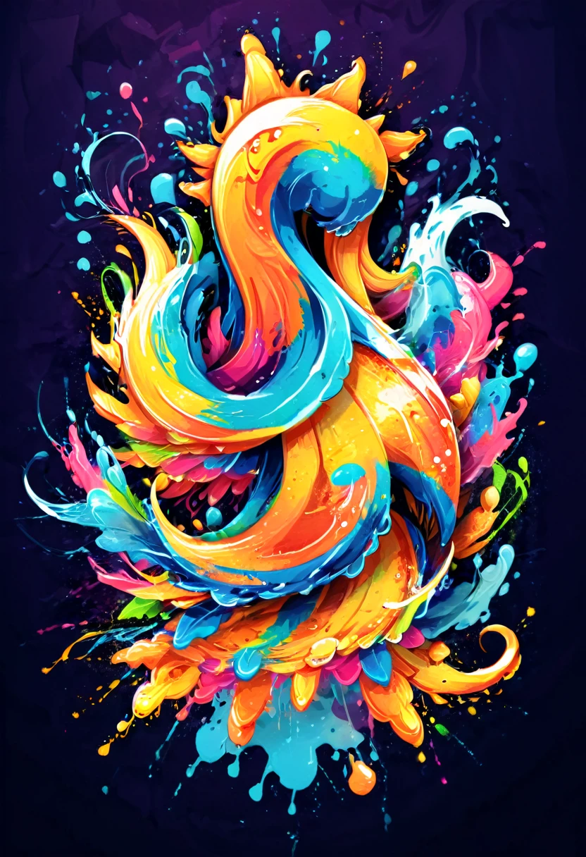 A t-shirt with vector art of a colorful flimingo illustration, At the center, swirly vibrant colors, paint splashes and smears, high détail,Hawaii Background
(work of art, best qualityer, proffesional, perfect composition, very aesthetic, absurdrez, super verbose, details Intricate:1.3)
