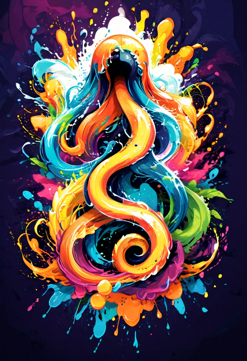 A t-shirt with vector art of a colorful flimingo illustration, At the center, swirly vibrant colors, paint splashes and smears, high détail,Hawaii Background
(work of art, best qualityer, proffesional, perfect composition, very aesthetic, absurdrez, super verbose, details Intricate:1.3)