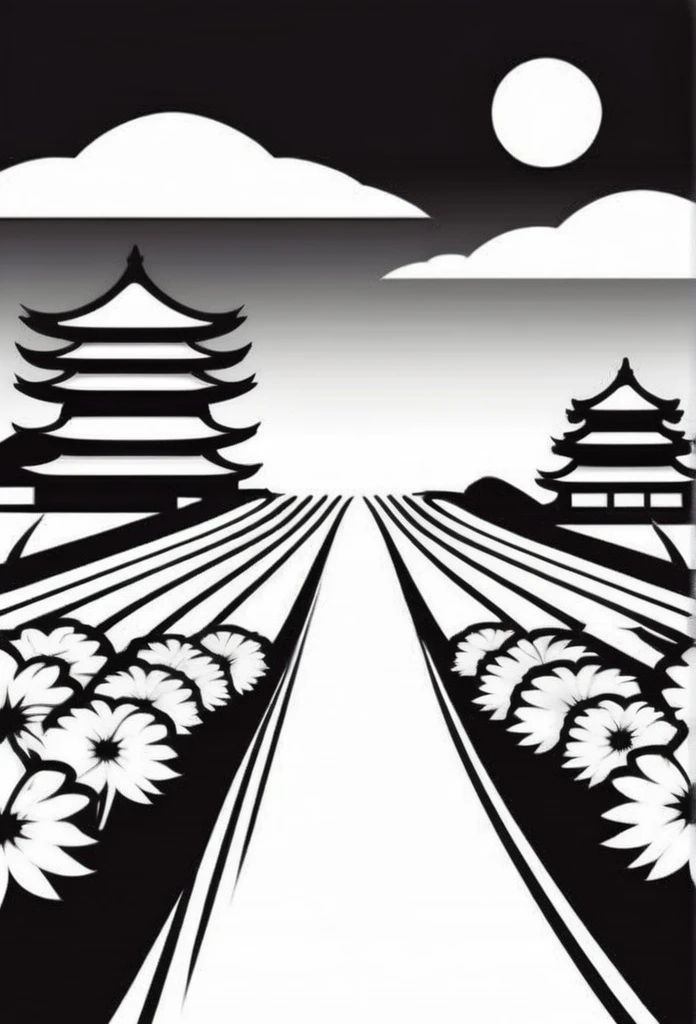 White background
Illustration of high-class Japanese flower fields
Along with the flower fields, bamboo bushes and bamboo leaves, the traditional Japanese streets are designed to slip between and between
Tasteful, Japanese-style design
chic and modern design
monotone
The background is white
