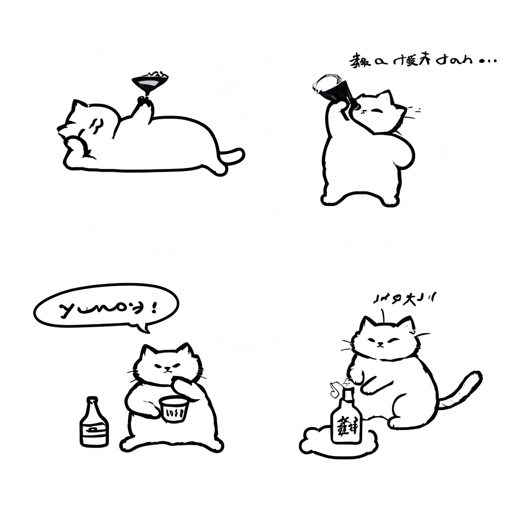 一隻狗喝酒和一隻cat坐在地上的卡通畫, cat正在喝茶, Pushen's style. comics, 液體cat, cat , three cat drinking in a bar, Interesting illustration, cat毛茸茸的, cat喝牛奶, 有趣的cat, cat! Nearby, cat, have a drink, drinks, author:by Oka Yasutomo