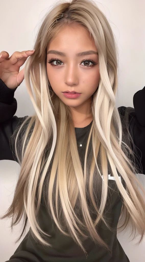 masterpiece,best quality,higher, asian,(brown race),dark skin,blonde hair,1girl,ndge
