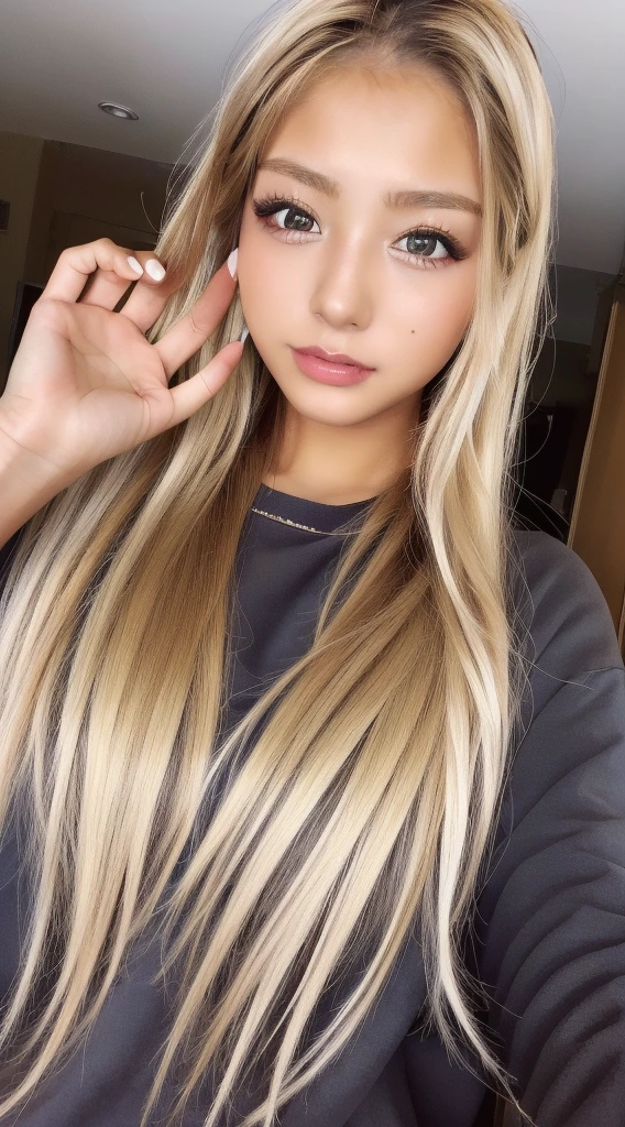 masterpiece,best quality,higher, asian,(brown race),dark skin,blonde hair,1girl,ndge