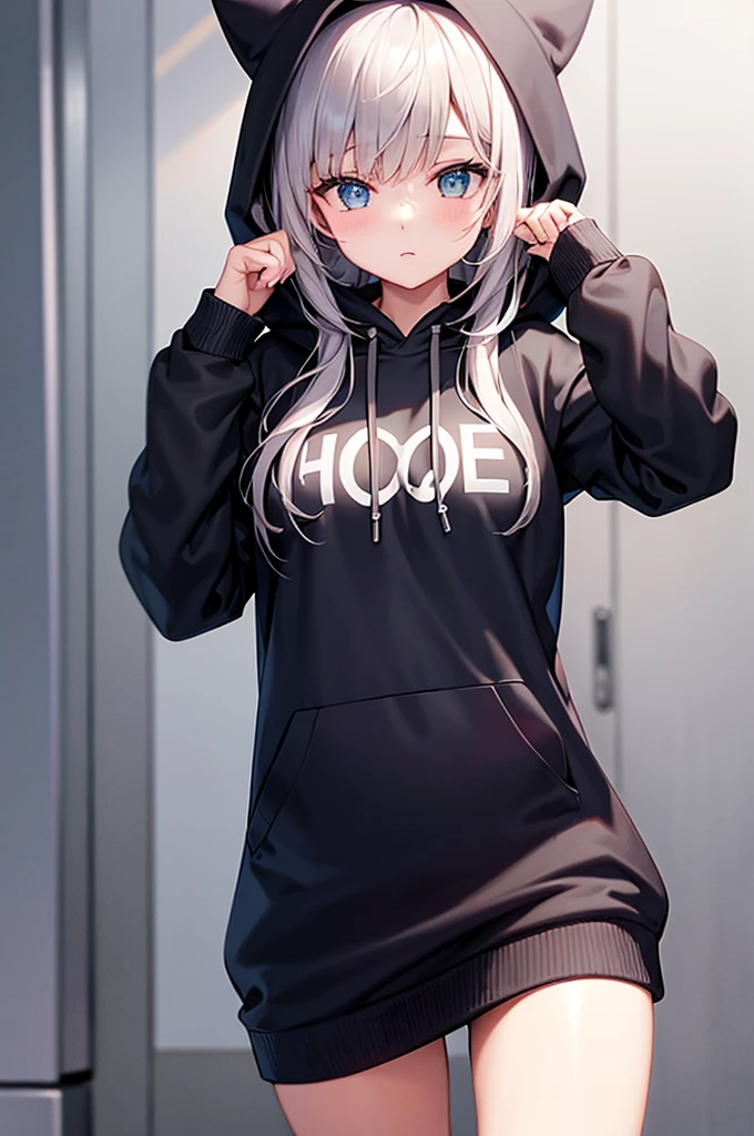 best quality, 1girl, hoodie, cool