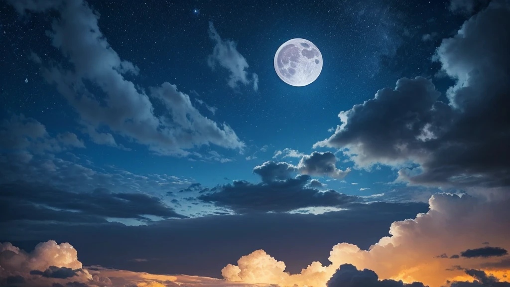 Full moon, fantastic, bright sky with moonlight, ultra-realistic, just like the photo, there are altocumulus clouds