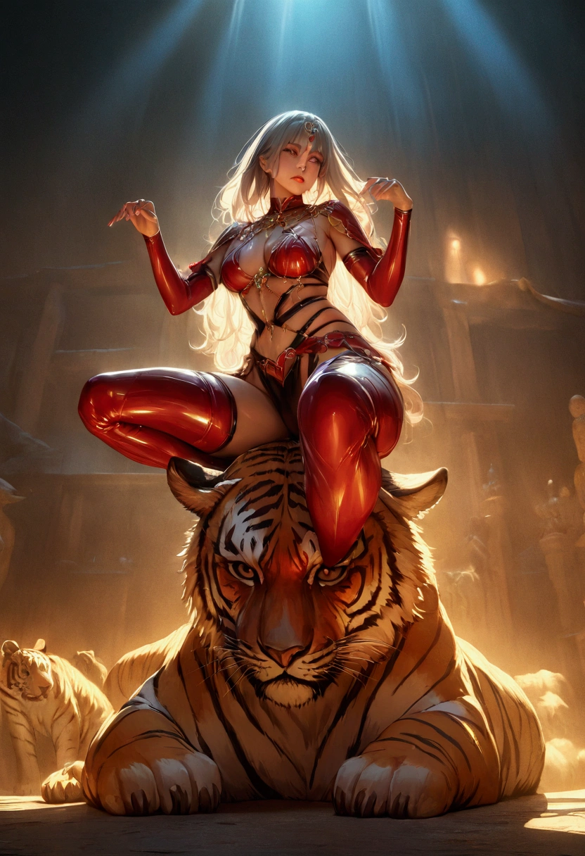 hindu god nava durga sitting in tiger, showing all her 9 forms, detailed clothing, intricate clothing, action pose, motion, casting pose, ((masterpiece) ), ((best quality) ), extremely detailed cg 8k wallpaper, bright colors, Dramatic light, photoreal full body (wide-angle lens, Panoramic:1. 2) , fantasy, hyper-realistic, amazing fine detail, rich colors, realistic texture, vignette, moody, dark, epic, gorgeous, film grain, grainy, beautiful lighting, rim lighting, magical, shallow depth of field, photography, neo noir, volumetric lighting, Ultra HD, raytracing, studio quality