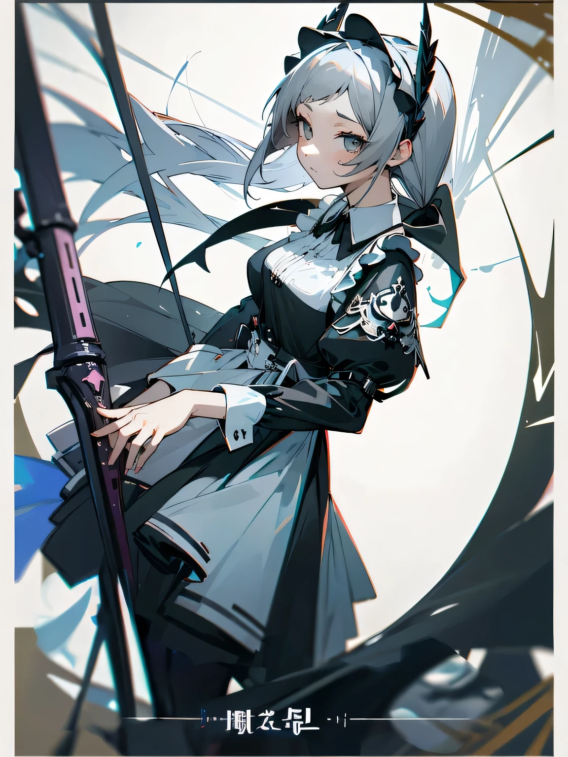 girl,Gray hair,maid outfit,canary,poster,epic,