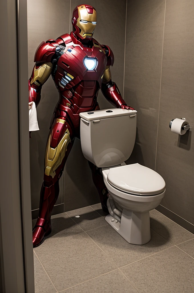 Iron man takes shit in bathroom