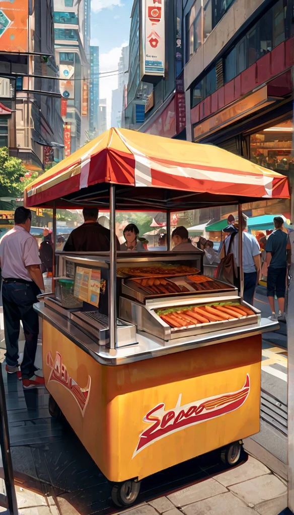 A food truck, a fast food worker, a cook in a food truck, preparing a hot meal, steam rising, delicious aromas, dynamic composition, cinematic lighting, vibrant colors, photorealistic, 8K, hyper detailed, masterpiece