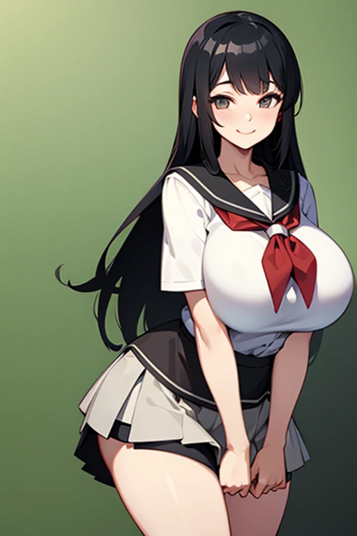 Beauty,Big Tits,mini skirt,smile,Long Black Hair,student