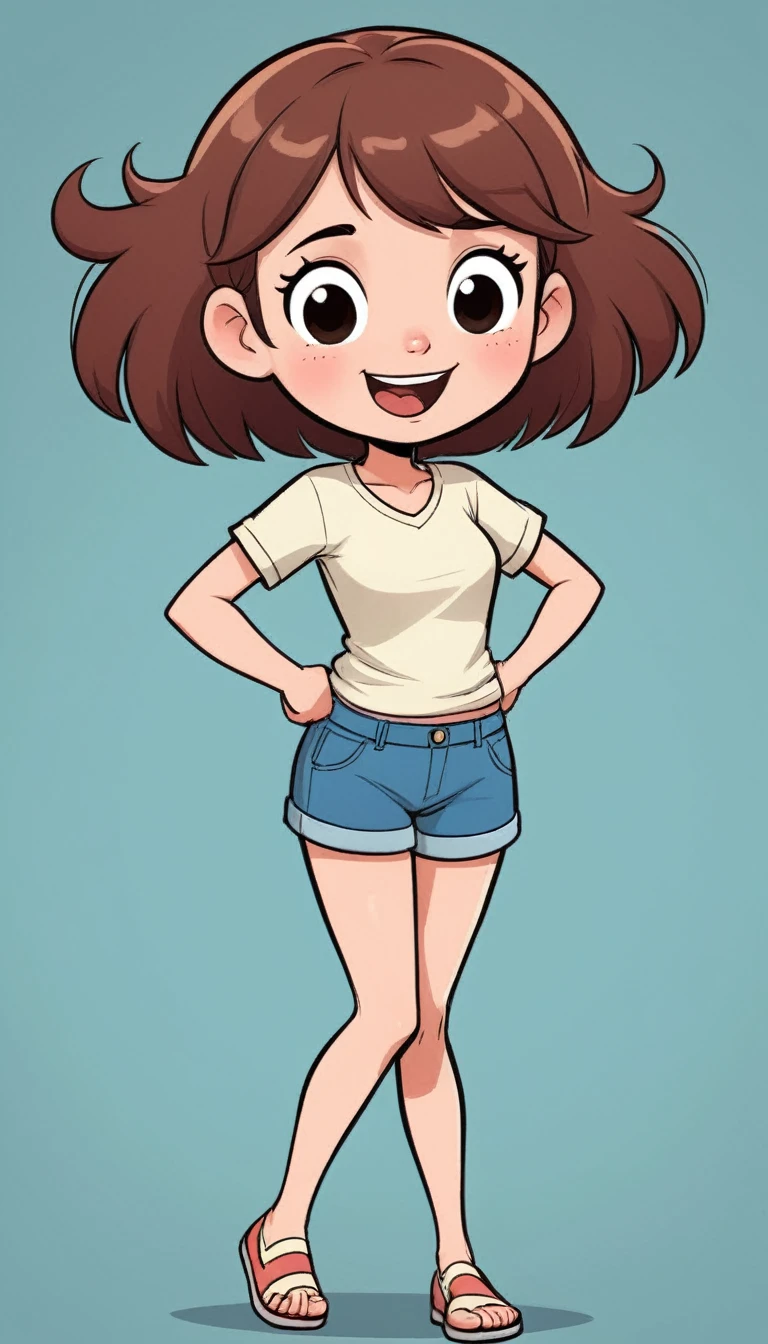 funny cartoon comics, girl, TPose, Front, full body