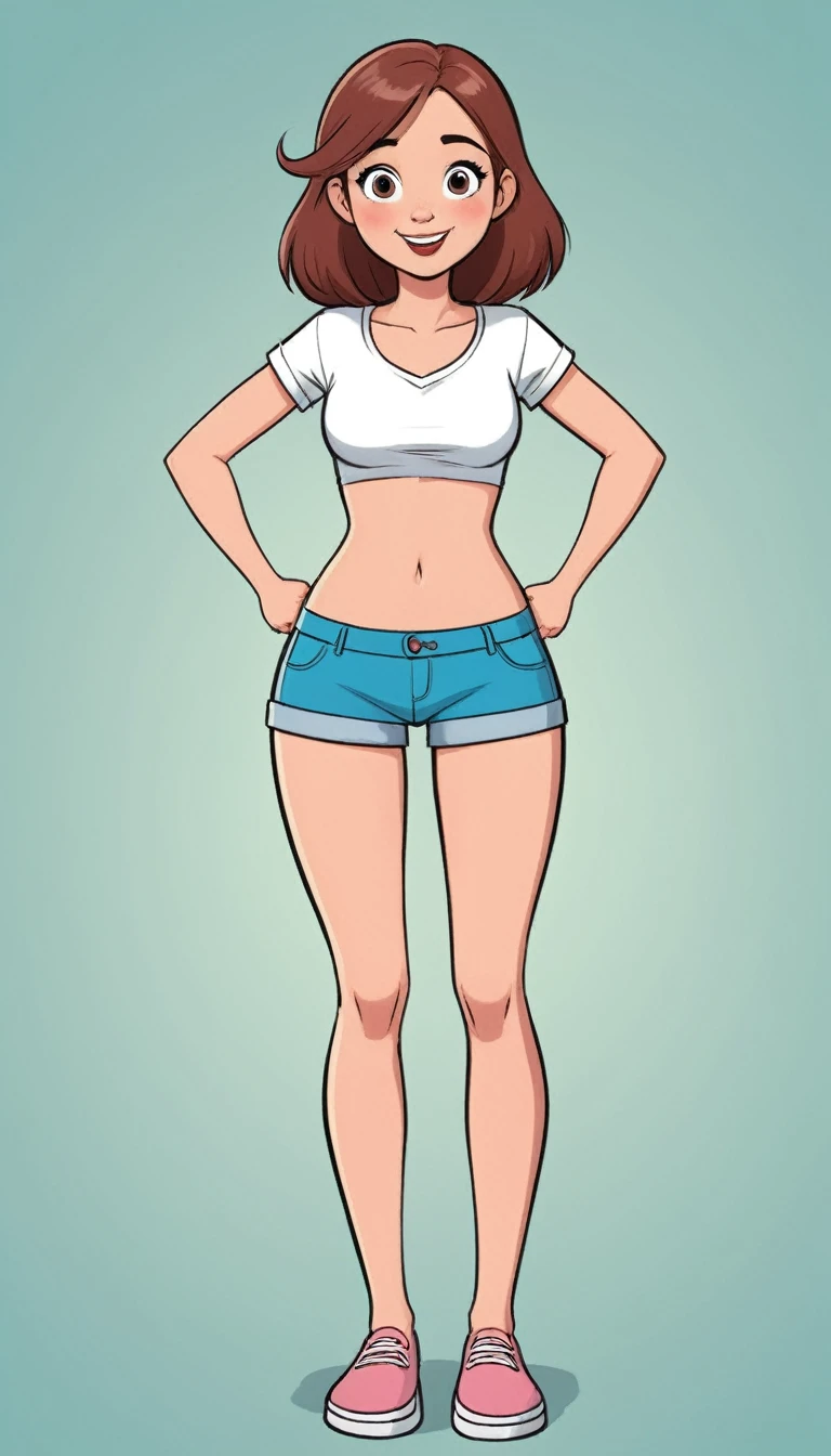 funny cartoon comics, girl, TPose, Front, full body