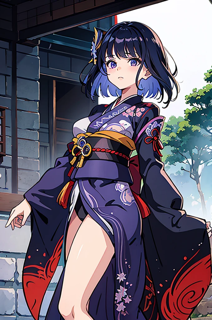 raiden shogun,jiggling breasts,sutia,kimono