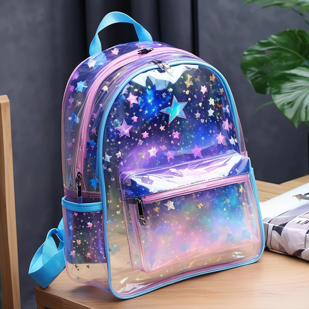 (masterpiece, best quality:1.2),Stars in the transparent schoolbag，Luminescence
