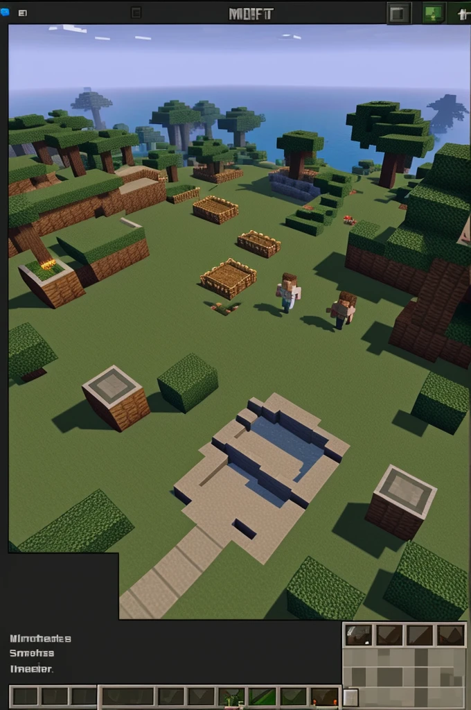 Create an image of minecraft with 10 characters fighting under the text SMPNOOBPLAYER
