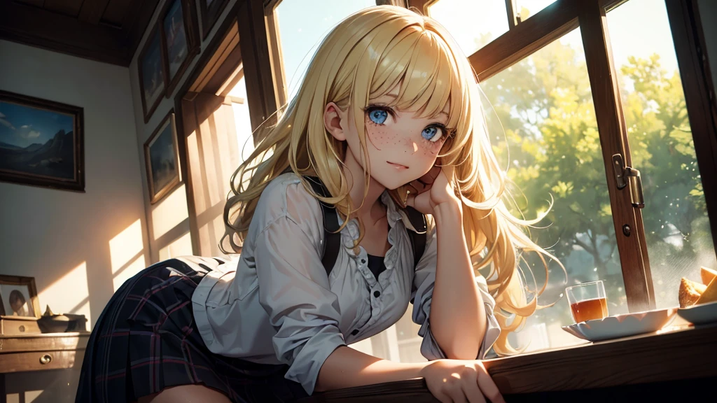 ((masterpiece,best quality,ultra detailed,ultra high res)), soft realistic focus, Perfect Eyes, dynamic shadows, realistic image, vibrant colors,light leaks,dreamy atmosphere,chiaroscuro,BREAK
experimental charm, The girl is depicted in full growth, girl 10 years old, thin and tall, you see the girl from head to toe, nostalgic appeal, country girlfriend, she take you with yourself, skirt and short blouse, soft mischievous smile, freckles, blonde hair, slightly leaning forward, flashback of memories, blonde, holding your hand
