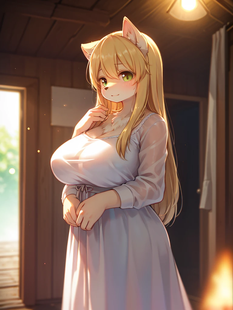 (Sumilux f1.4 75mm , low Latitude old color negative film , cross process , bokeh, flare, chromatic aberration , soft focus, (Shallow focus) , soft glow , Maximum aperture, High Key , Transparent depiction) , blond Mature female wolf , Voluptuous body , hide with hand , (freckles:0.7) , in the Abandoned house , (Spirit photography , sheet ghost:1.2) , (Holding two apart melons) , Tamponade