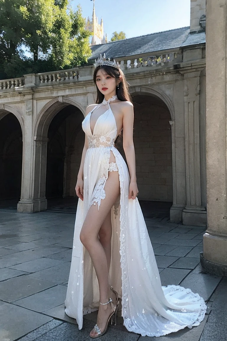 21yo girl,, Wear a beautiful crown, Beautiful dress, in a kingdom