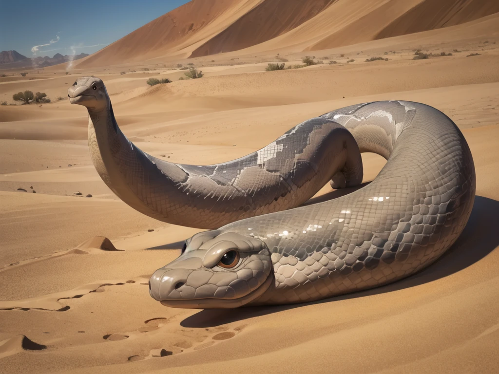 , Large snake, desert ,blast , (lots of smoke)