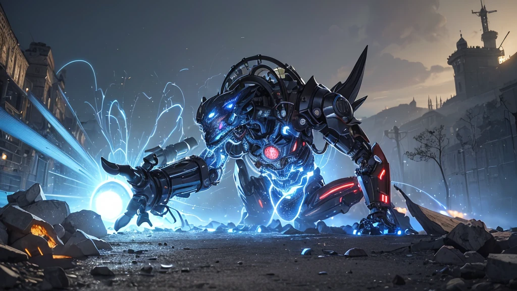 (1 mechanical cyborg girl) 、(14 year old Russian girl, European appearance)、maximum quality、Masterpiece artwork、Super high resolution、(photorrealistic:1.4)、CRU photo、1 Russian girl、Fight mutants、shining skin、(((1 Russian girl mechanic)))、With a beautiful knife、(Red body with metallic effect and riveted steel plates)、(Battle Cups、ogre、Fierce battle with orcs),(Fight the aliens furiously)、Fight fiercely、(Beautiful forest background)、(Fighting demonic beasts)、(small LED)、((super realistic details))、bring、(The story of a strong giant demonic beast),global illumination、shade、octane rendering、、Ultra-spicy、Raw skin is exposed when split、metalwork、Details of complex ornaments、Russian details、Very complex detailing、realistic light、(mystical expression),CGSoação Trends、blue colored eyes、radiant eyes、facing the camera、neon detailmechanical limbs)、(blood veins, connected to tubes)、(wires and cables, Plug-in in the head)、small LED、,Mechanical hips、swooping、(Hands are also made of machines)、(Attack of monstrous beasts)、