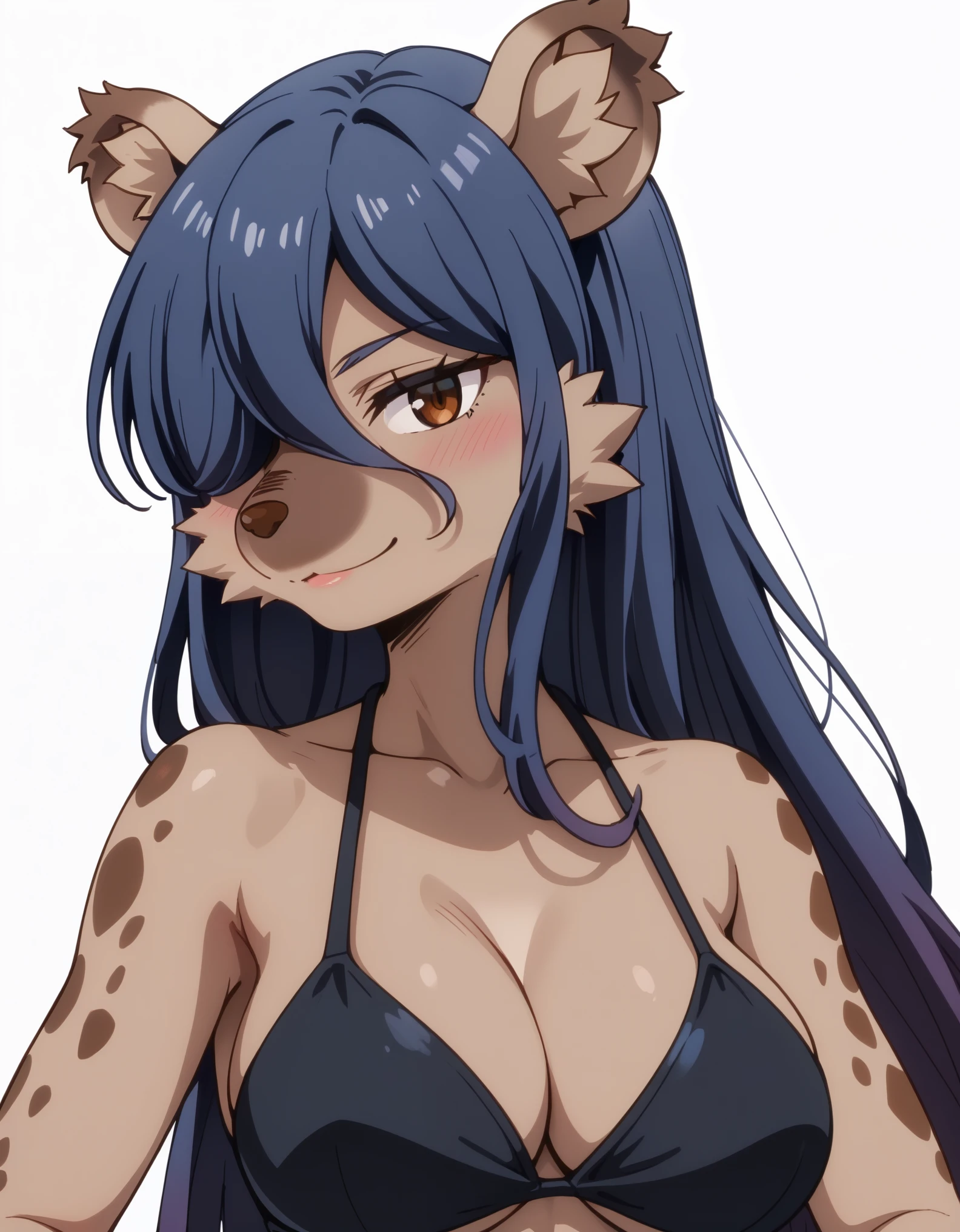 score_9, score_8_up, score_7_up, source_safe, elza, 1girl, solo, furry, furry female, looking at viewer, blush, body fur, white background, upper body, smile, 