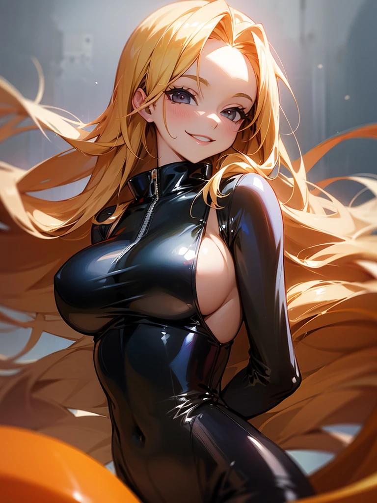 latex　one piece　Big Breasts　Upper Body　long hair　smile　Overall image
