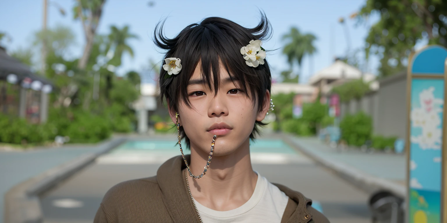 Asian boy, good lighting, smooth, glossy skin, blur background, high quality, 8k resolution, pores, realistic skin