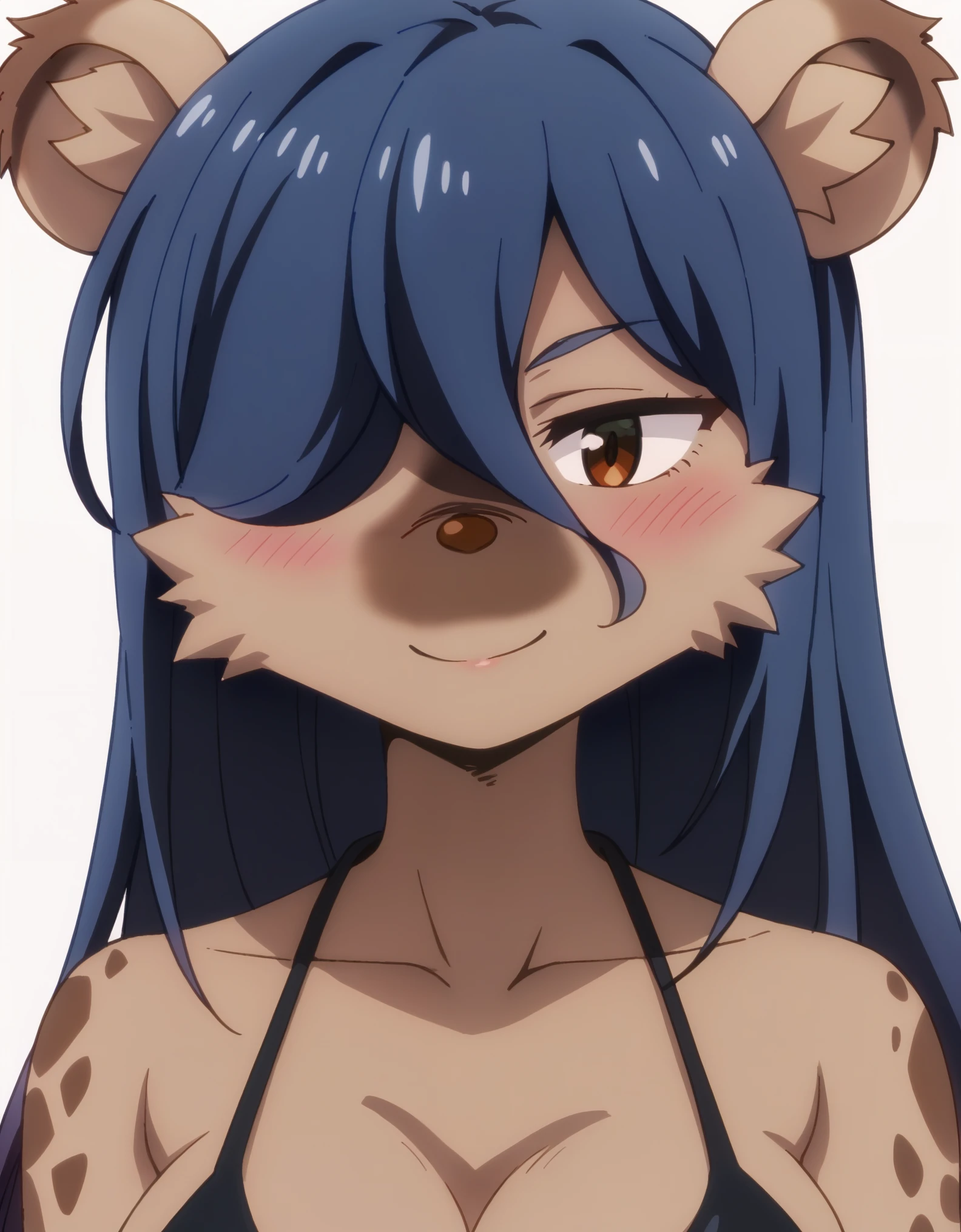 score_9, score_8_up, score_7_up, source_safe, elza, 1girl, solo, furry, furry female, looking at viewer, blush, body fur, white background, upper body, smile, 