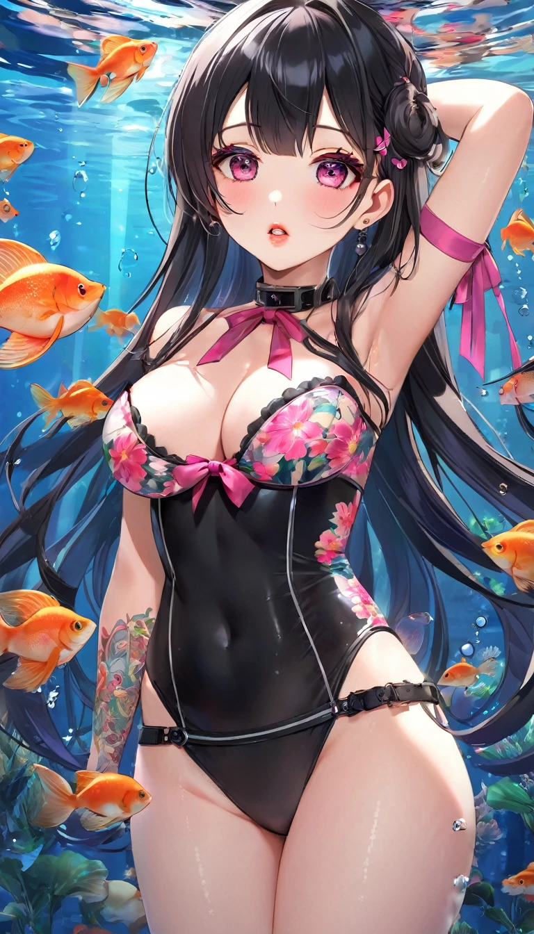 {{{{{16k}}}}}, {{{{{Unique atmosphere in the middle of the transition from girl to sexy woman, transforming a Japanese girl with a cutely pussy into her facial rank to the SSS rank of top-notch pretty actresses, She's in a cylindrical aquarium filled with female hormone fluid with a control panel that allows her to change the shape and appearance and personality of the girl inside at will, Ambush her every night and fuck her through the night, When the control slider under the aquarium was adjusted to purity, her appearance changed to cute and innocent, She was a but after four years of being raped while being injected with beauty-enhancing hormones every day she grew into a 16-year-old that she had an erotic fetish for lips and necks and waistlines, she was being raped and clearer the nip line from underbust to hips, She had a pretty face like an idol but as she grew up, she became beautiful like an actress, Her too-beautiful rounded tits wrapped in her separates flower pattern swimsuit, Her hair is replaced by a bang long glossy very Straight black hair with ribbon, The growing body is reproduced with sex-loving, thick vivid lips, Her gasps echoing through the water, She is fitted with a ribbon collar that puts people which transforms her into a cute once-in-a-millennium}}}}},{{Extremely detailed}},{{{{{integrated her head pure small, Enchanting Too thick and erotic deep pink lips, Her thickened lips shimmer with luster}}}}},{{{{{Her tattoos spread all over her body, She is tattooed with lewd flowers on her neck, arms, lower abdomen, thighs, ribbon piercings are attached all over her body}}}}}
