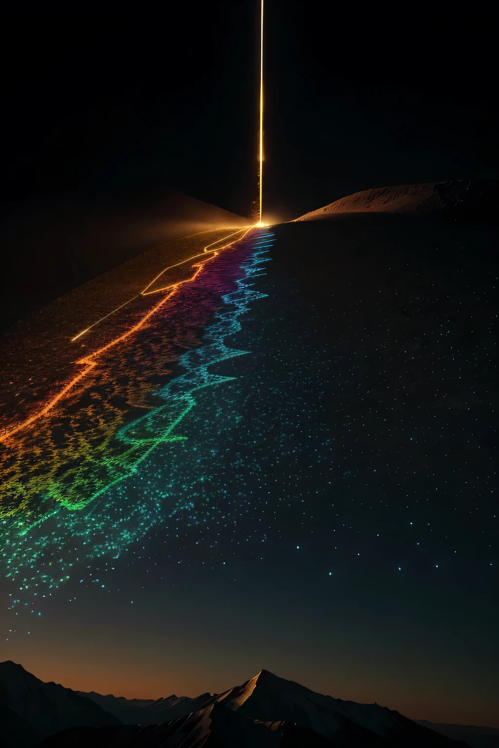 investment graph, different colors, bright, going up to heaven