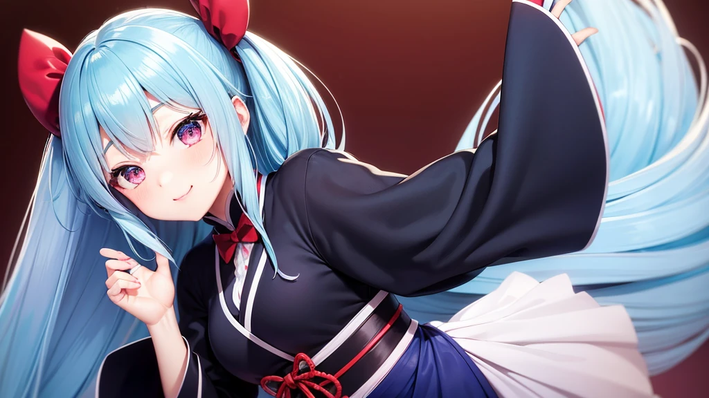 High quality, high quality, Japanese anime touch, one woman, sharp outline, long light blue hair, dracula costume, cute pose facing us,