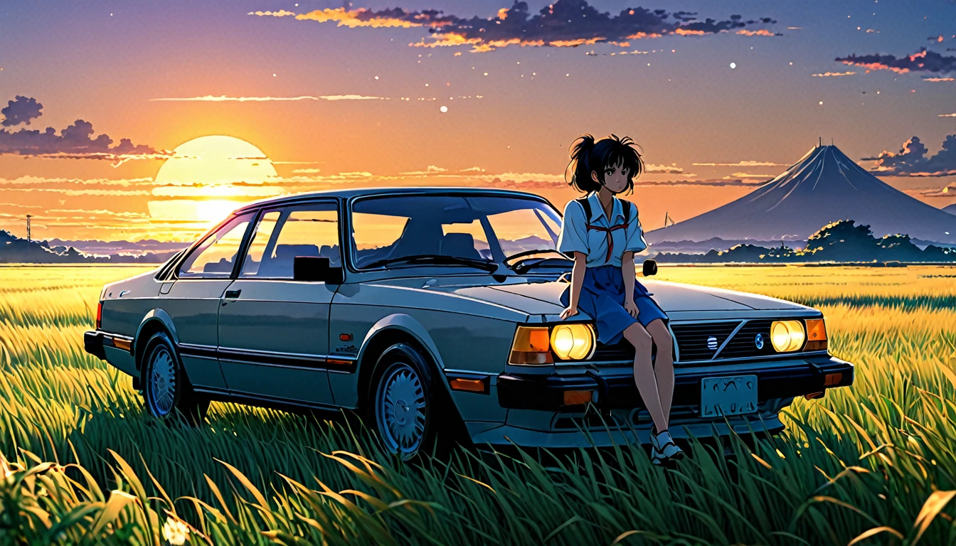 1985 Saab 900 Turbo、Anime scenery of a girl sitting in tall grass with a sunset in the background.Beautiful anime scene, Beautiful anime peace scenes, Makoto Shinkai Cyril Rolland, Beautiful anime scene, Awesome Wallpapers, Anime Art Wallpapers 8K, Anime Background, artistic Anime Background, anime wallpaper 4k, Anime Art 4K Wallpaper, Anime Wallpaper Art 4k,