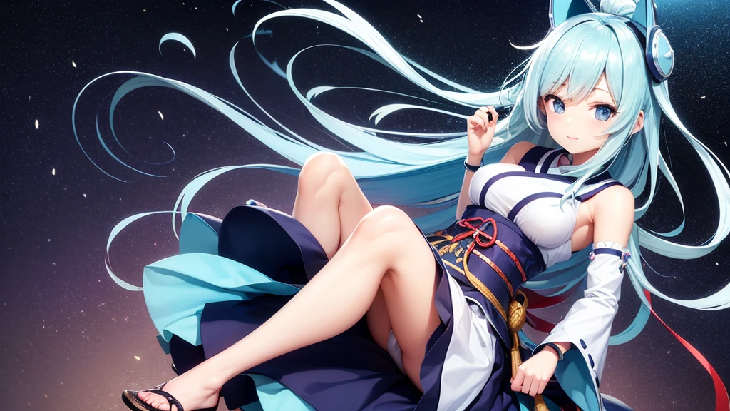 High quality, high quality, Japanese anime touch, one woman, sharp outline, long light blue hair,
Mummy man cosplay,
Cute pose, facing this way,