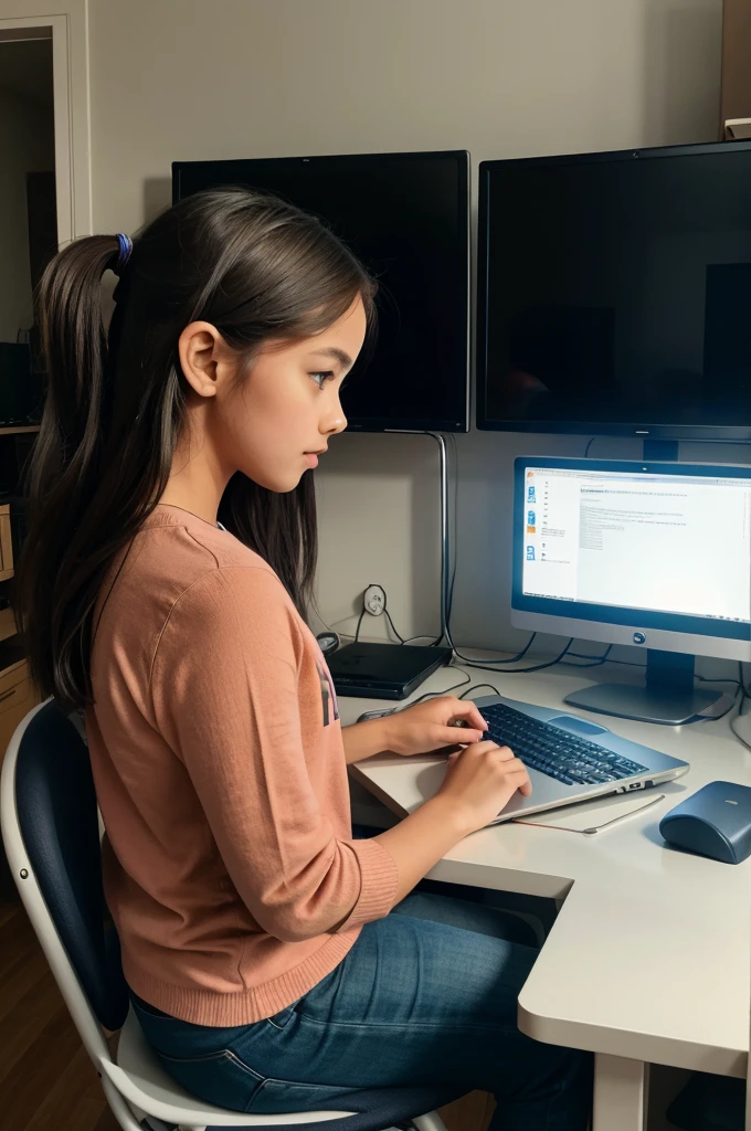 Photo of a girl working online in IT technologies