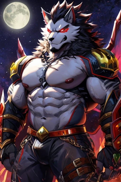 anime character with a huge muscular body and a full body, Shingei conceptual art, pixiv, furry art, muscular man-lobo, angry high moral sexy man-lobo, Evangelion Beast Mode, man-lobo man, our species, strong moonlight, SFW version, man-lobo”, Full body closeup, man-lobo?, man-lobo, man, muscular gigachad