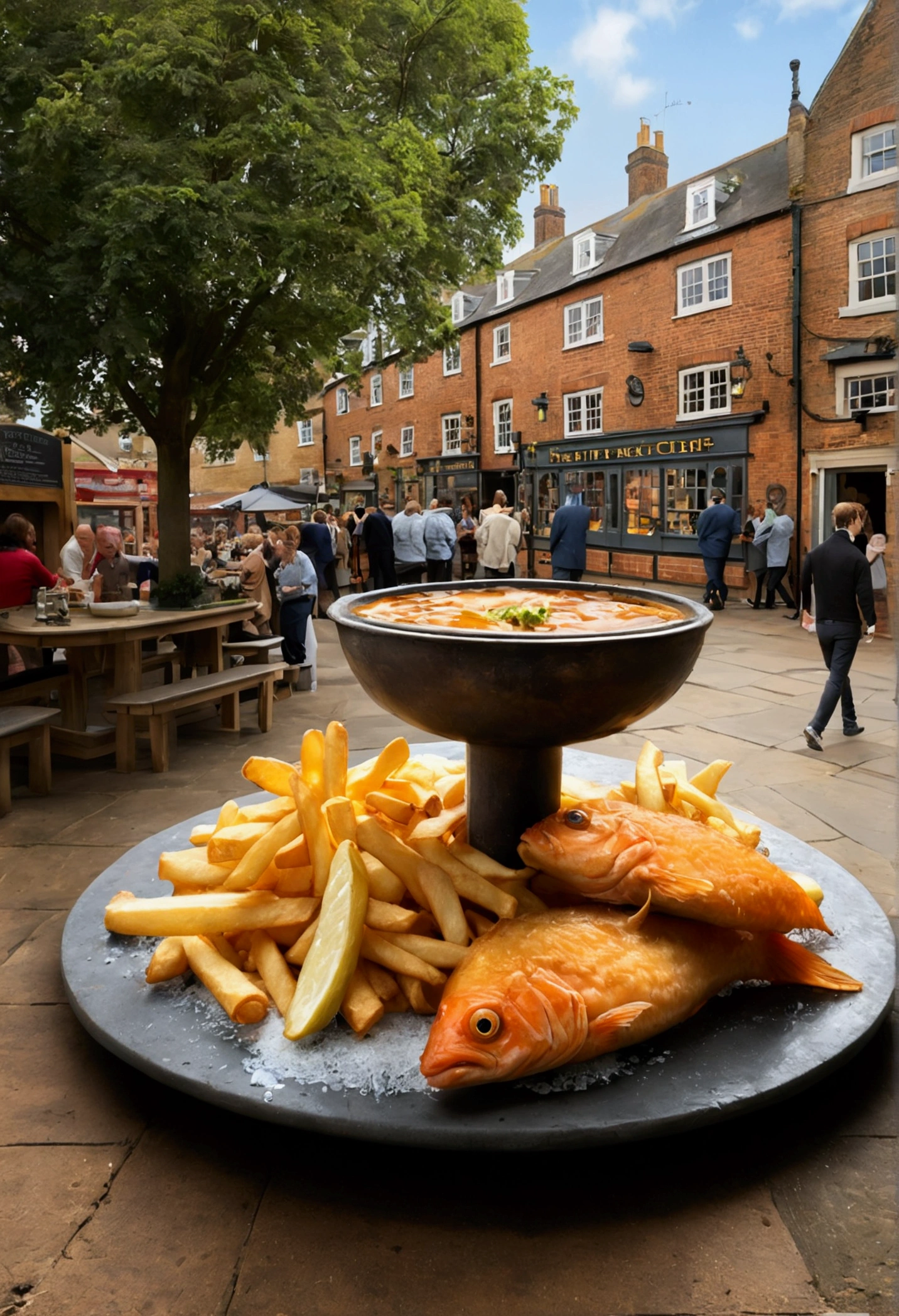[(Background transparent: 1.5)::5],(((work of art))),(((best qualityer))),(((extremely detaild))),illustration, uncanny,vivid color, Ablaze , (Impressionism: 1.4), ready to eat, Chips, Family Barrel, Fish and chips, (cafeteria), (food stall), london, Harry Potter, Harry Potter, magical world, resturant, kitchen, food service, Typography, type design, magic style, mystical fountain, 