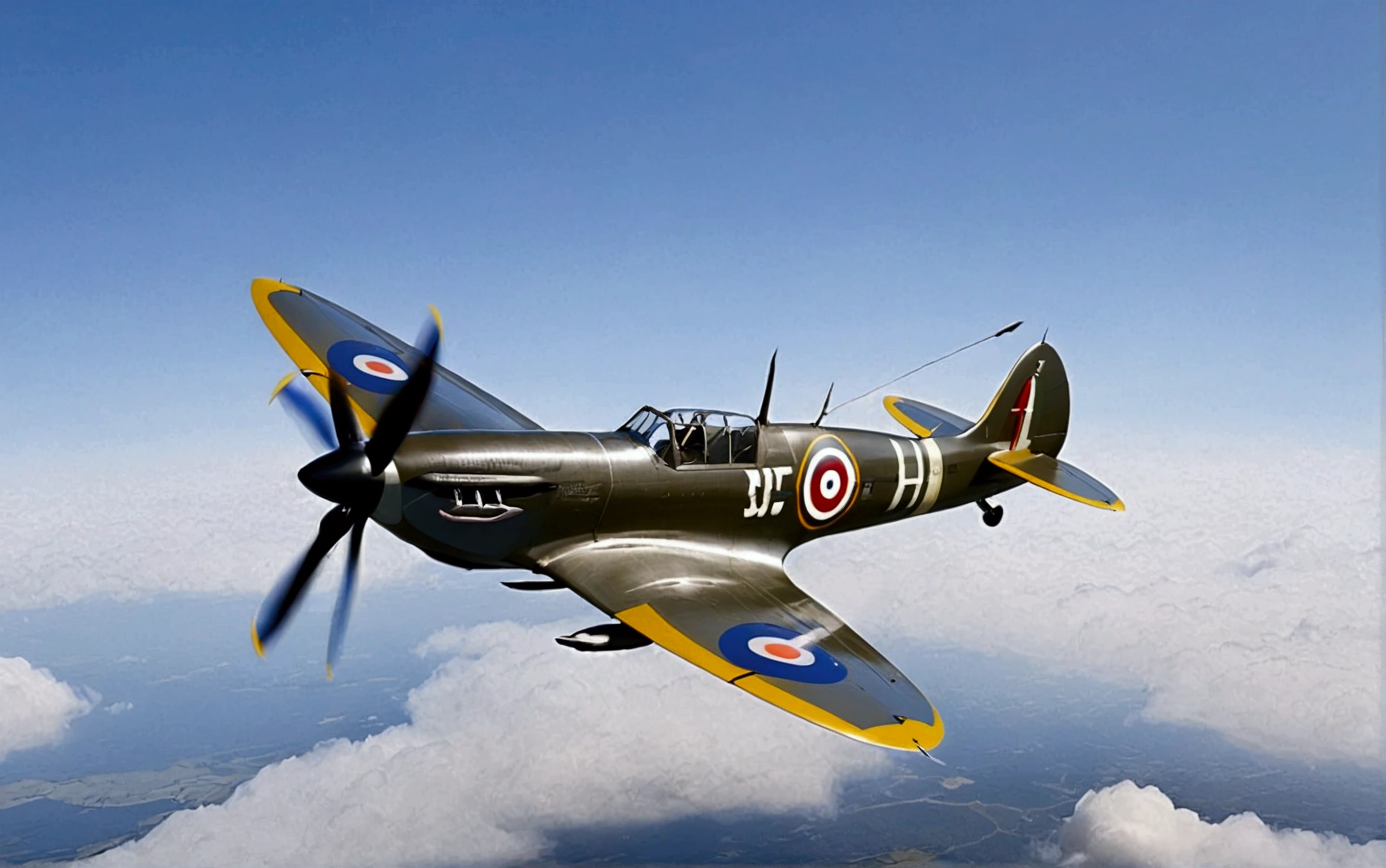 Masterpiece,(Best Quality),detailed,sketch, spitfire aircraft, flying, coloring book, lineart