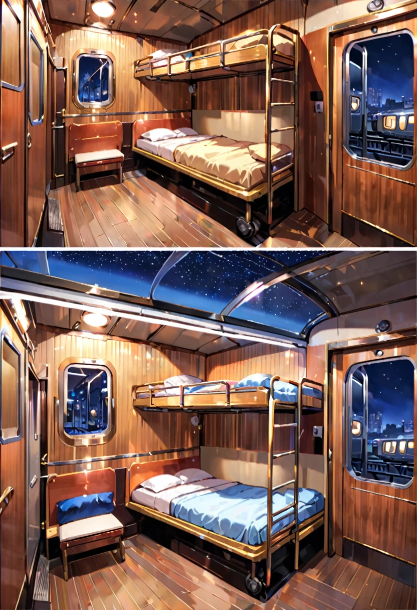 Rolling stock、Sleeper train、night train、Quite small room、Bunk beds、Double Room、