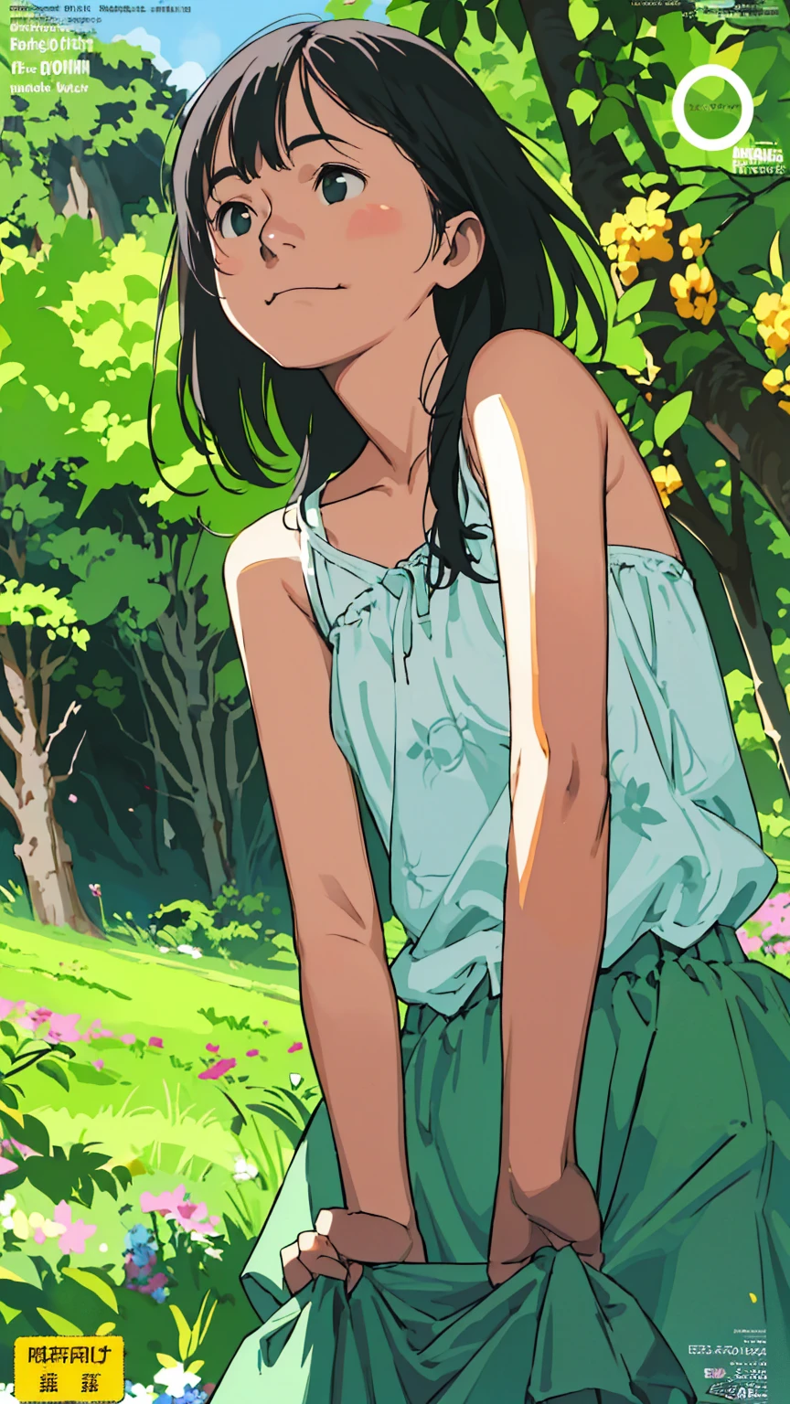 Affordable design, Clear lines, High Sharpness, (Highest quality,8K,Perfect sharpness,Ultra fine,High resolution,masterpiece:1.2), Perfect Anatomy:1.5, Official Art, Illustrations that tell a story, (Whitish background:0. 9)、Body Positivity、多Mr.な身体表現、(Random and energetic poses)、Perfect beauty、Perfect beautiful face、Strong winds、A rich expression、Dynamic composition、smile、Golden ratio composition、colorful、((Mr.々Different angles and perspectives))、Anime Art、(Mini dress)、(Overcoming stereotypes)、 Glowing Skin、(Natural beauty)、smile、Bangs、(Soft and flowing hair)、(countryside)、(Nostalgic atmosphere)、Put it up to your thighs、(Playful and carefree)、(多Mr.な民族のキャラクター)、(innocent attitude)、(Sunny atmosphere)、(The skirt flutters wildly in the wind)、(Bright colors)、Beautiful Eyes、(Embarrassing)、Braided Hair、Summer Scene、Smiling among flowers、Fashion magazine cover、Angle from below、