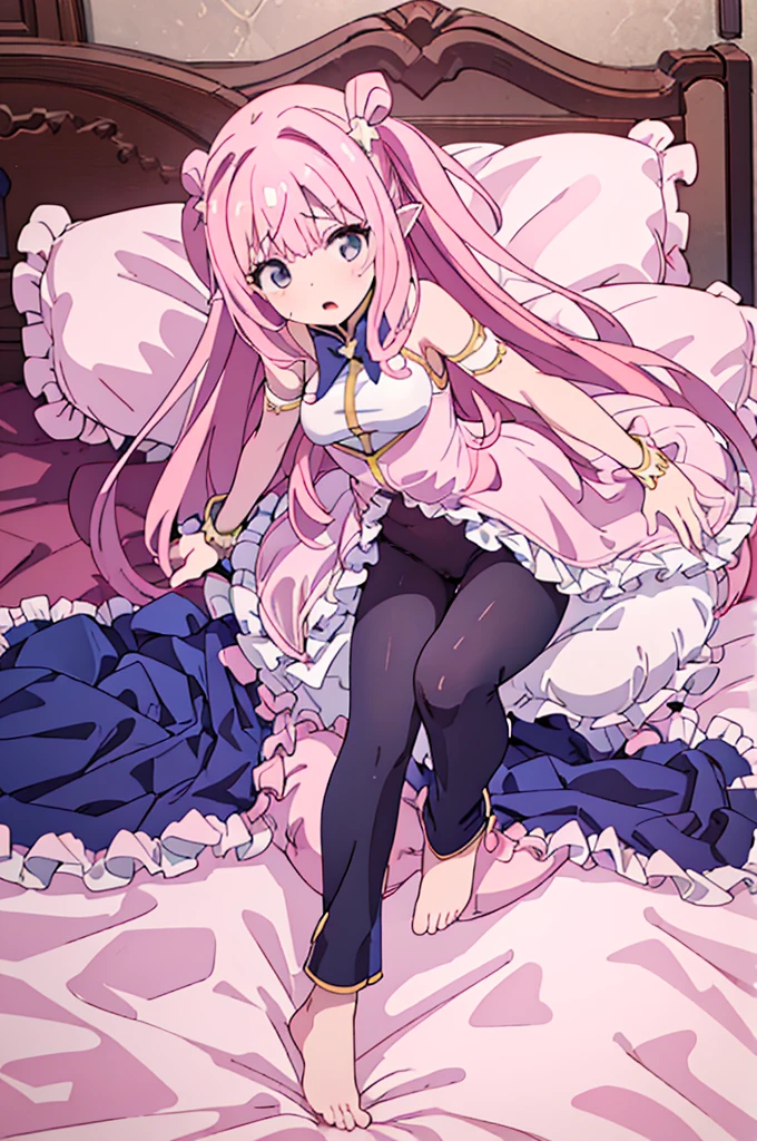 （best quality， masterpiece），full body, 1 girl, solo, mine ,nsfw, details, (Light and shadow oxtail , Cute girl posing on pillow ，steam, pillow humping，(pillow ride), masturbation,  pillow straddling, crotch rub, hump，open mouth , kneeling，（Steaming hot），（pillow), (((pink hair))), 