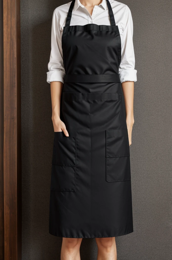 Make a velcro half apron with a pocket infront for a waiter in black colour
